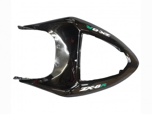 2005-2006 Kawasaki ZX6R Motorcycle Fairing - Glossy Black Green Flame