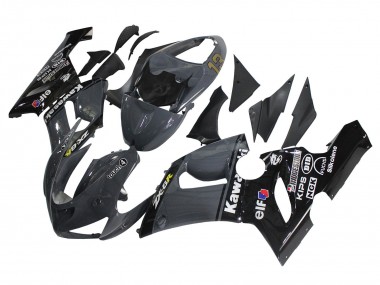 Shop 2005-2006 Kawasaki ZX6R Motorcycle Fairings - Dark Grey Black