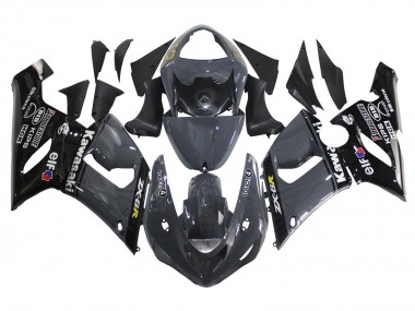 Shop 2005-2006 Kawasaki ZX6R Motorcycle Fairings - Dark Grey Black