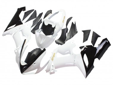 Shop 2005-2006 Kawasaki ZX6R Motorcycle Fairings - White Black Gold Ninja