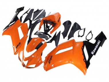 Shop 2007-2008 Kawasaki ZX6R Motorcycle Fairings - Orange Black Ninja