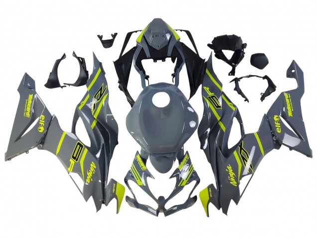 2019-2022 Kawasaki ZX6R Motorcycle Fairings - Nardo Grey Yellow