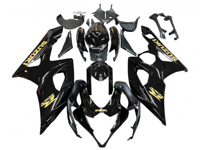 2005-2006 Suzuki GSXR 1000 Motorcycle Fairings - Glossy Black Gold Decal