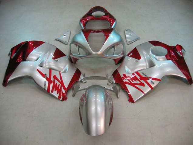 1996-2007 Suzuki GSXR 1300 Hayabusa Motorcycle Fairings - Silver Red Hayabusa