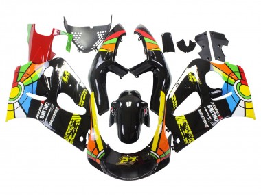 Shop 1996-2000 Suzuki GSXR 600 / GSXR 750 Motorcycle Fairings - Black Multicolor 27