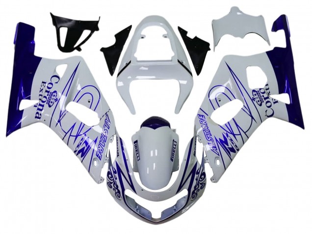 2001-2003 Suzuki GSXR 600 / GSXR 750 Motorcycle Fairings - White Blue Corona Alstare