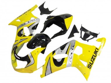 Shop 2001-2003 Suzuki GSXR 600 / GSXR 750 Motorcycle Fairing Kits - Yellow Silver Glossy Black