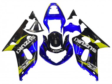 Shop 2001-2003 Suzuki GSXR 600 / GSXR 750 Motorcycle Fairings - Blue Yellow Glossy Black