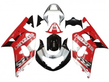 Shop 2001-2003 Suzuki GSXR 600 / GSXR 750 Motorcycle Fairing - Red White Glossy Black