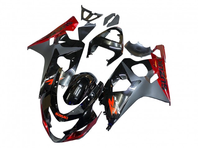 2004-2005 Suzuki GSXR 600 / GSXR 750 Motorcycle Fairings - Black Grey Red