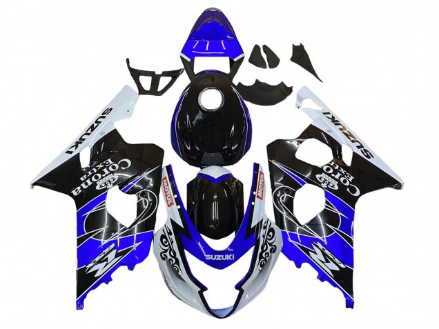 2004-2005 Suzuki GSXR 600 / GSXR 750 Motorcycle Fairing - White Blue Black Corona Motul