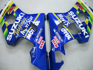 Shop 2004-2005 Suzuki GSXR 600 / GSXR 750 Motorcycle Fairings - Blue White Yellow Green Telefumica Motul MoviStar