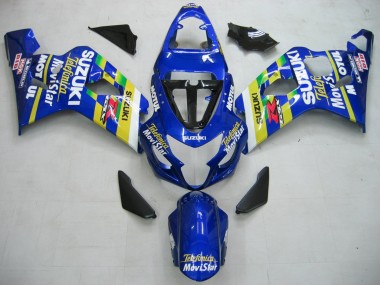 Shop 2004-2005 Suzuki GSXR 600 / GSXR 750 Motorcycle Fairings - Blue White Yellow Green Telefumica Motul MoviStar