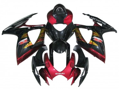 Shop 2006-2007 Suzuki GSXR 600 / GSXR 750 Motorcycle Fairing - Glossy Black Red Gold