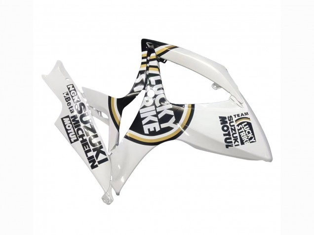 2006-2007 Suzuki GSXR 600 / GSXR 750 Motorcycle Fairings - White Black Lucky Strike Motul