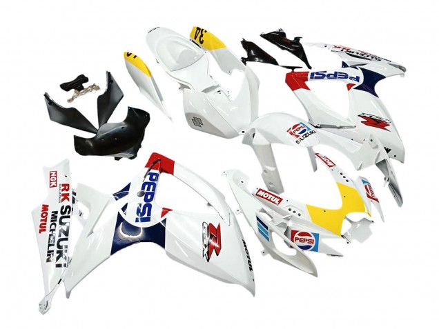 2006-2007 Suzuki GSXR 600 / GSXR 750 Motorcycle Fairings - White Red Yellow Motul
