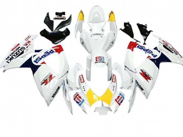2006-2007 Suzuki GSXR 600 / GSXR 750 Motorcycle Fairings - White Red Yellow Motul