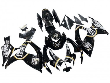 Shop 2006-2007 Suzuki GSXR 600 / GSXR 750 Motorcycle Fairings - Glossy Black White Motul Lucky Strike