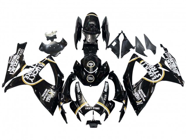 2006-2007 Suzuki GSXR 600 / GSXR 750 Motorcycle Fairings - Glossy Black White Motul Lucky Strike