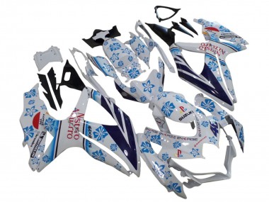 Shop 2006-2007 Suzuki GSXR 600 / GSXR 750 Motorcycle Fairings - White Blue Black Red Nastro Azzurro