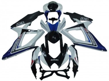 Shop 2008-2010 Suzuki GSXR 600 / GSXR 750 Motorcycle Fairings - White Blue Glossy Black Alstare