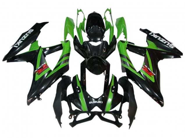 2008-2010 Suzuki GSXR 600 / GSXR 750 Motorcycle Fairings - Green Glossy Black