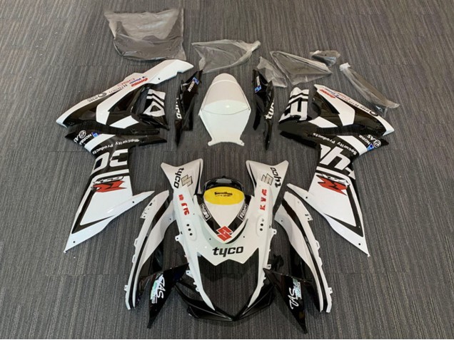 2008-2010 Suzuki GSXR 600 / GSXR 750 Motorcycle Fairings - White Yellow Black Tyco