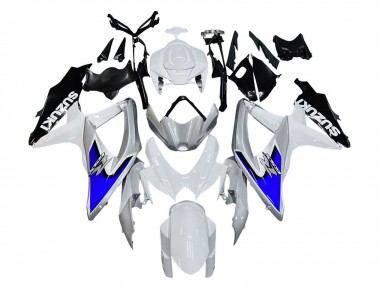 Shop 2008-2010 Suzuki GSXR 600 / GSXR 750 Motorcycle Fairings - White Silver Blue Black
