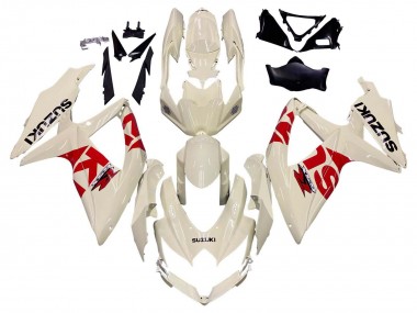 Shop 2008-2010 Suzuki GSXR 600 / GSXR 750 Motorcycle Fairings - Cream White Red Black