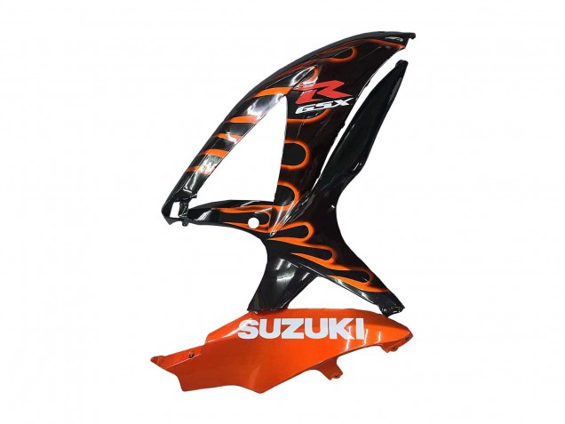 2008-2010 Suzuki GSXR 600 / GSXR 750 Motorcycle Fairings - Glossy Black Orange Flame
