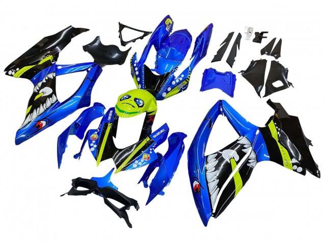 2008-2010 Suzuki GSXR 600 / GSXR 750 Motorcycle Fairings - Blue Fluorescent Green Shark