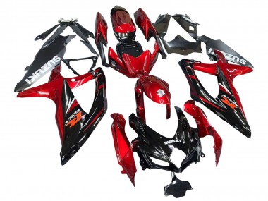 Shop 2008-2010 Suzuki GSXR 600 / GSXR 750 Motorcycle Fairings - Red Glossy Black