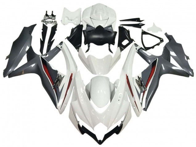 2008-2010 Suzuki GSXR 600 / GSXR 750 Motorcycle Fairings - White Grey Red