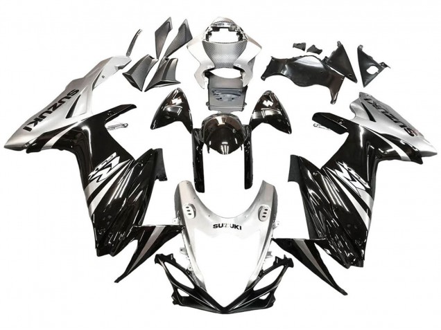 2011-2024 Suzuki GSXR 600 / GSXR 750 Motorcycle Fairing - Glossy Black Silver