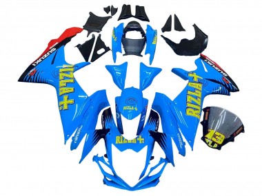 Shop 2011-2024 Suzuki GSXR 600 / GSXR 750 Motorcycle Fairings - Blue Gold Red Black Rizla