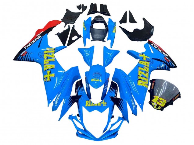 2011-2024 Suzuki GSXR 600 / GSXR 750 Motorcycle Fairings - Blue Gold Red Black Rizla