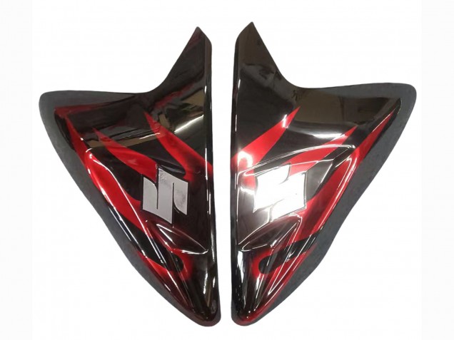 2011-2024 Suzuki GSXR 600 / GSXR 750 Motorcycle Fairings - Glossy Black Red Flame