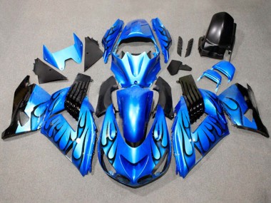 Shop 2011-2024 Suzuki GSXR 600 / GSXR 750 Motorcycle Fairings - Blue Black Flame