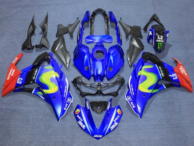 2015-2018 Yamaha YZF R3/R25 Motorcycle Fairings - Blue Glossy Black Red ENEOS Monster