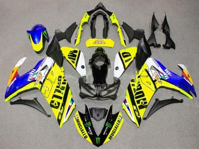 2015-2018 Yamaha YZF R3/R25 Motorcycle Fairings - Yellow Blue Black Monster