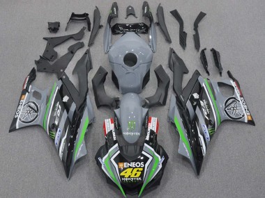 Shop 2015-2018 Yamaha YZF R3/R25 Motorcycle Fairings - Nardo Grey Green Black ENEOS Monster 46