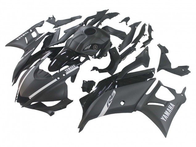 2019-2021 Yamaha YZF R3/R25 Motorcycle Fairings - Matte Black Silver