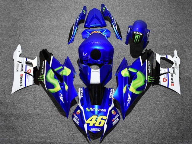2019-2021 Yamaha YZF R3/R25 Motorcycle Fairings - Blue White Green Black Monster MoviStar ENEOS 46