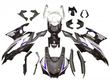 Shop 2019-2021 Yamaha YZF R3/R25 Motorcycle Fairings - Silver Glossy Black Carbon Fiber Style