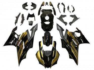 Shop 2019-2021 Yamaha YZF R3/R25 Motorcycle Fairings - Gold Glossy Black Semakin Didepan
