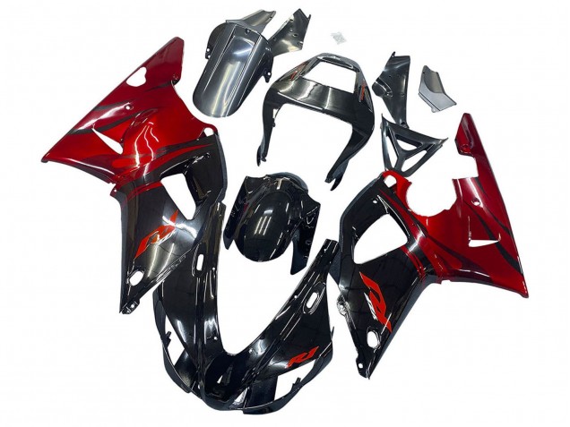 1998-1999 Yamaha YZF 1000 R1 Motorcycle Fairings - Glossy Black Red
