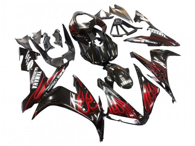 2004-2006 Yamaha YZF 1000 R1 Motorcycle Fairings - Glossy Black Red Flame