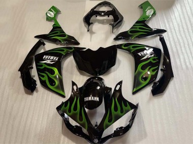 Shop 2004-2006 Yamaha YZF 1000 R1 Motorcycle Fairings - Glossy Black Green Flame White Decal