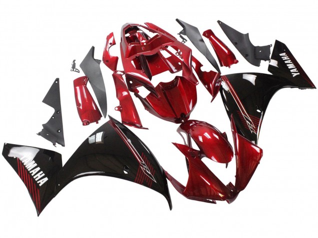 2012-2014 Yamaha YZF 1000 R1 Motorcycle Fairings - Red Glossy Black