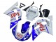 1998-2002 Yamaha YZF 600 R6 Motorcycle Fairings - White Blue Red Fiat 99
